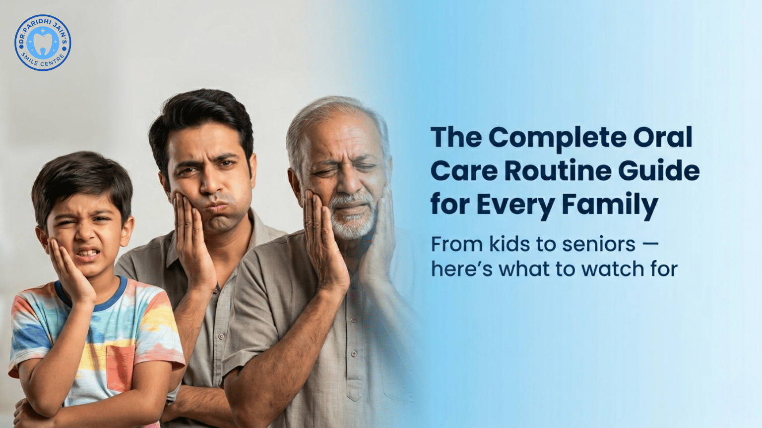 Family experiencing tooth pain showing dental problems across different age groups in Indore. Smile centre in Indore